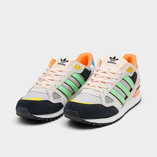 Three Quarter view of Men's adidas Originals ZX 750 Casual Shoes in White/Beam Green/Beam Orange Click to zoom
