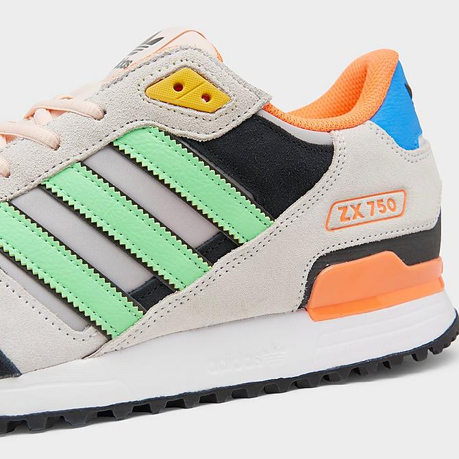 Front view of Men's adidas Originals ZX 750 Casual Shoes in White/Beam Green/Beam Orange Click to zoom