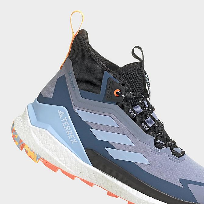 Front view of Men's adidas Terrex Free Hiker 2 GORE-TEX Hiking Shoes in Silver Violet/Blue Dawn/Black Click to zoom