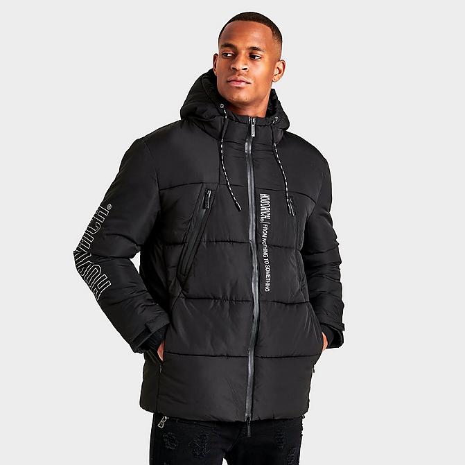Front view of Men's Hoodrich Wraith Puffer Jacket in Black Click to zoom