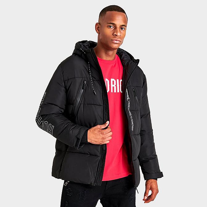 Back Left view of Men's Hoodrich Wraith Puffer Jacket in Black Click to zoom
