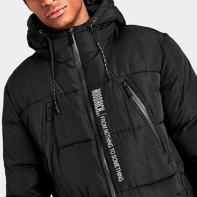 On Model 5 view of Men's Hoodrich Wraith Puffer Jacket in Black Click to zoom