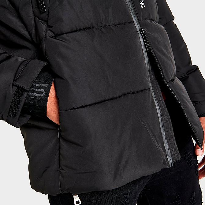 On Model 6 view of Men's Hoodrich Wraith Puffer Jacket in Black Click to zoom