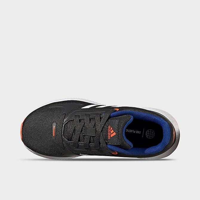 Back view of Little Kids' adidas Runfalcon 2.0 Running Shoes in Carbon/Cloud White/Impact Orange Click to zoom