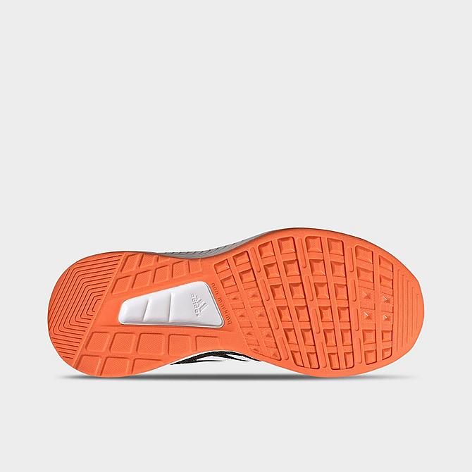 Bottom view of Little Kids' adidas Runfalcon 2.0 Running Shoes in Carbon/Cloud White/Impact Orange Click to zoom