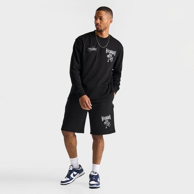 [angle] view of Men's Hoodrich Rite Loose Fleece Shorts in Black Click to zoom