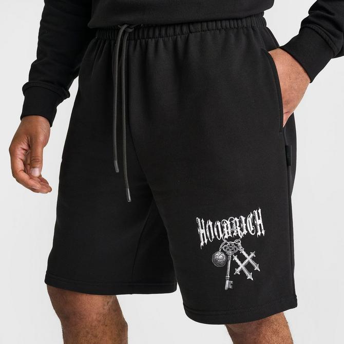 [angle] view of Men's Hoodrich Rite Loose Fleece Shorts in Black Click to zoom