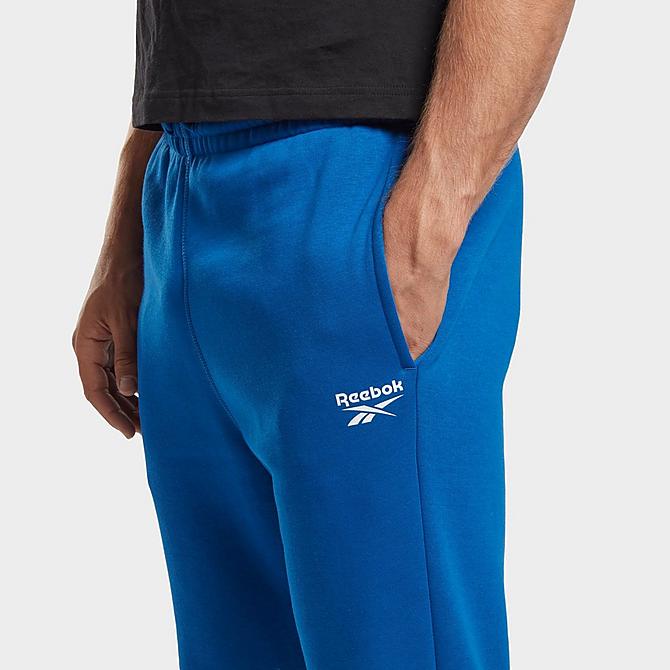 Back Right view of Men's Reebok Identity Fleece Jogger Pants in Vector Blue Click to zoom