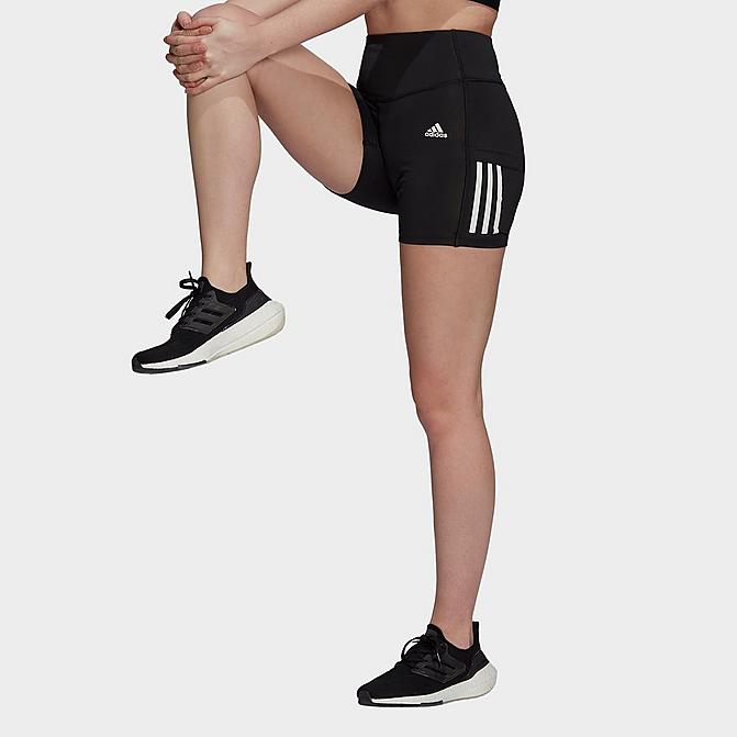 Front view of Women's adidas Hyperglam AEROREADY High-Rise Bike Shorts in Black Click to zoom