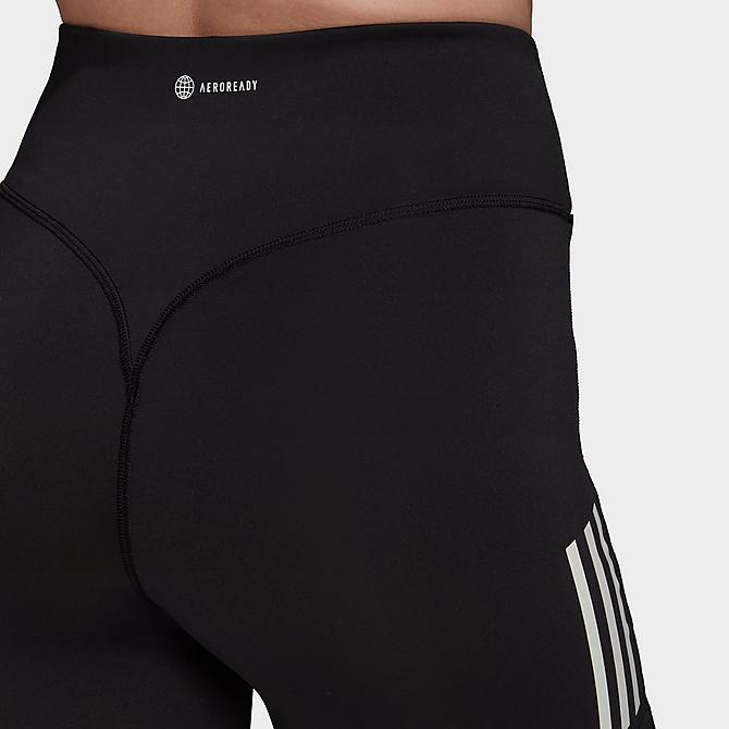 On Model 5 view of Women's adidas Hyperglam AEROREADY High-Rise Bike Shorts in Black Click to zoom