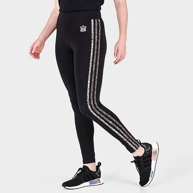 Front view of Women's adidas Originals Snake Tights in Black Click to zoom