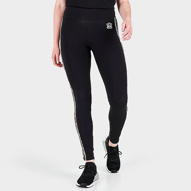 Back Left view of Women's adidas Originals Snake Tights in Black Click to zoom