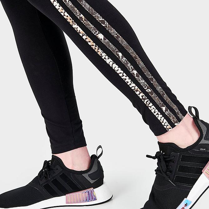 On Model 6 view of Women's adidas Originals Snake Tights in Black Click to zoom