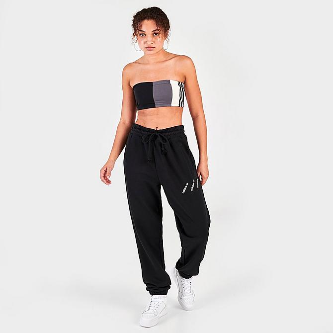 Front Three Quarter view of Women's adidas Originals Split Cropped Tube Top in Black Click to zoom