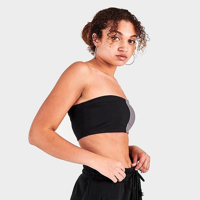 Back Left view of Women's adidas Originals Split Cropped Tube Top in Black Click to zoom