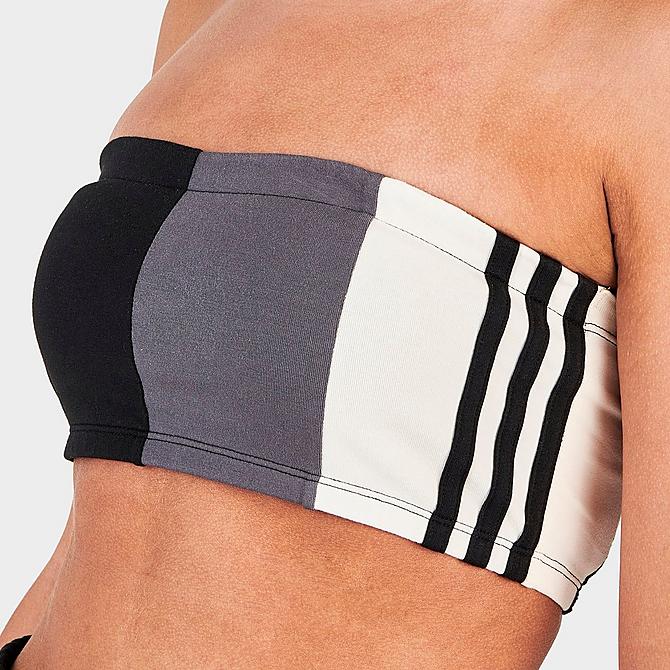 On Model 5 view of Women's adidas Originals Split Cropped Tube Top in Black Click to zoom