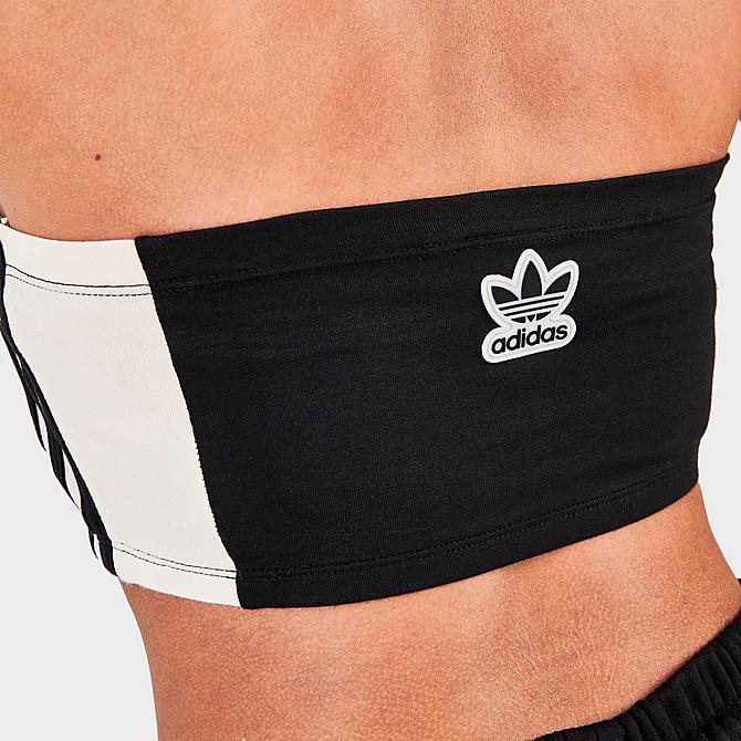On Model 6 view of Women's adidas Originals Split Cropped Tube Top in Black Click to zoom