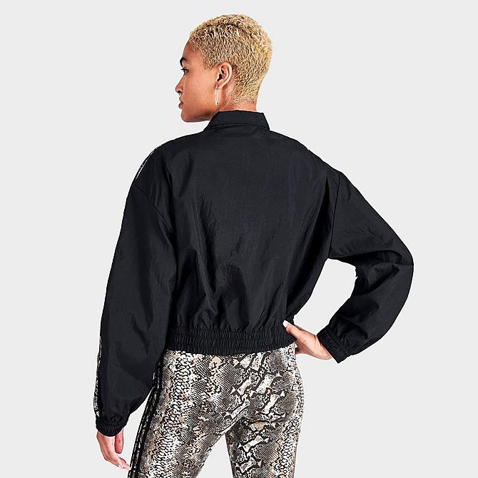 Back Right view of Women's adidas Originals Snake Print Windbreaker Jacket in Black Click to zoom