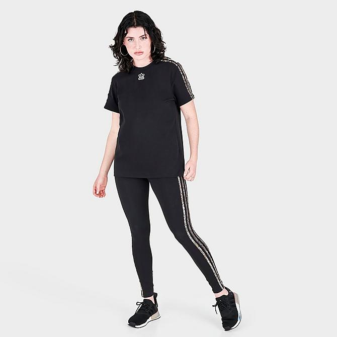 Front Three Quarter view of Women's adidas Originals Snake T-Shirt in Black Click to zoom