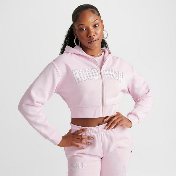 Pink Crop Zip Hoodie