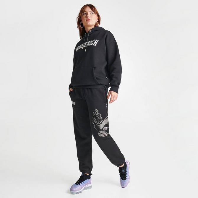 Rhinestone High Rise Jogger Sweatpants Women's Black