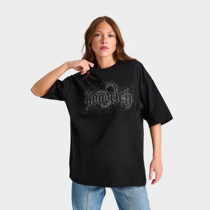 [angle] view of Women's Hoodrich Diffuse Oversized T-Shirt in Black Click to zoom
