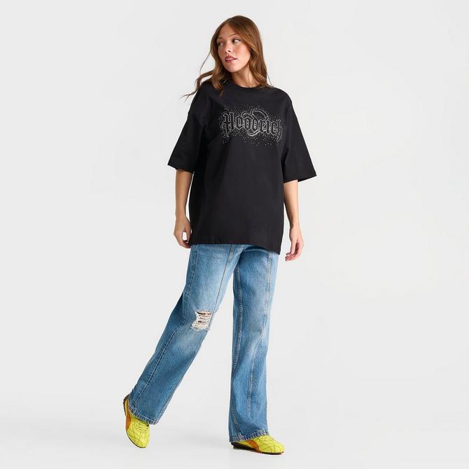 [angle] view of Women's Hoodrich Diffuse Oversized T-Shirt in Black Click to zoom