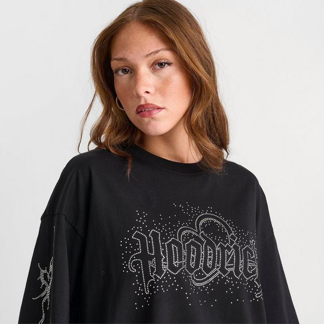 [angle] view of Women's Hoodrich Diffuse Oversized T-Shirt in Black Click to zoom