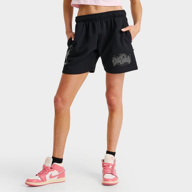 [angle] view of Women's Hoodrich Defuse Fleece Shorts in Black Click to zoom