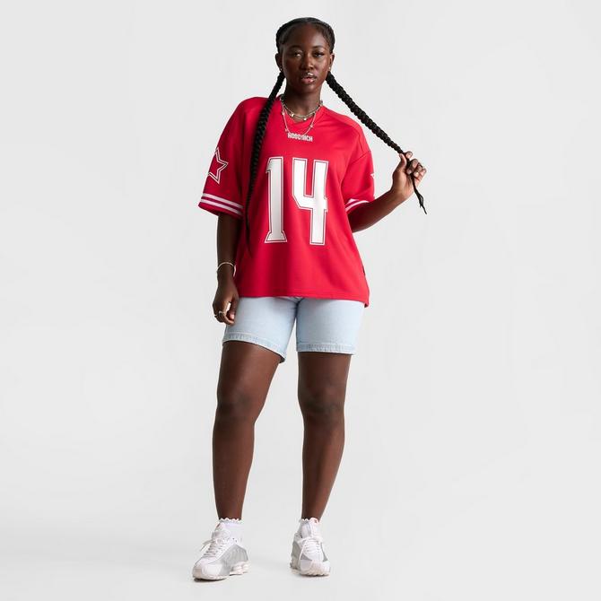 [angle] view of Women's Hoodrich Nova Oversized Jersey T-Shirt in Red Click to zoom