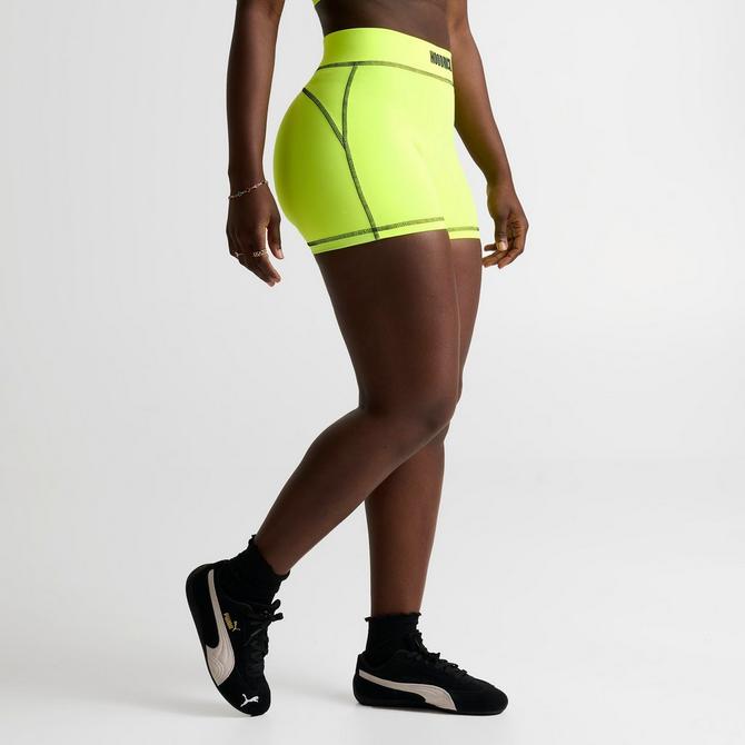 [angle] view of Women's Hoodrich Frame Mini Biker Shorts in Neon Green Click to zoom