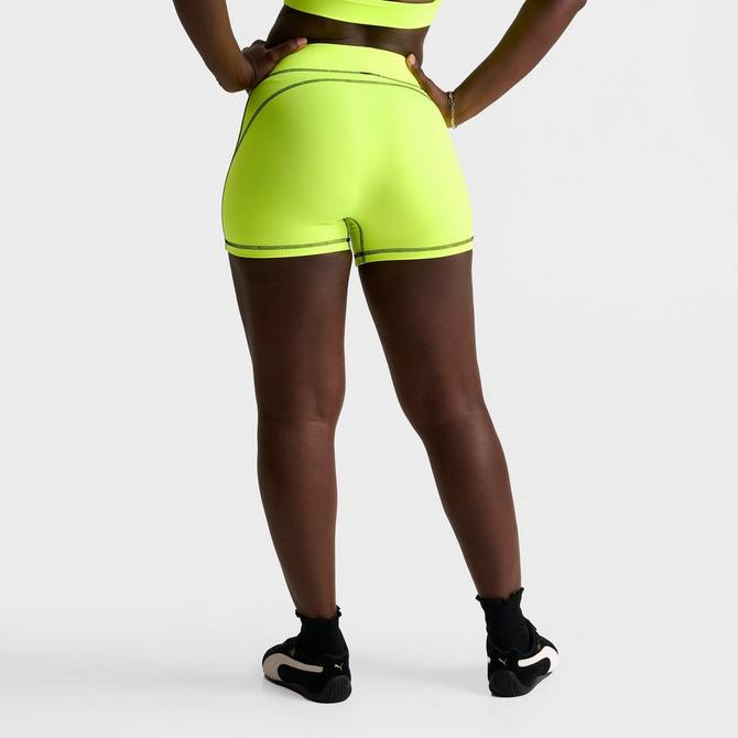 [angle] view of Women's Hoodrich Frame Mini Biker Shorts in Neon Green Click to zoom