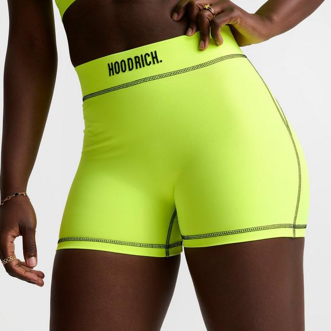 [angle] view of Women's Hoodrich Frame Mini Biker Shorts in Neon Green Click to zoom