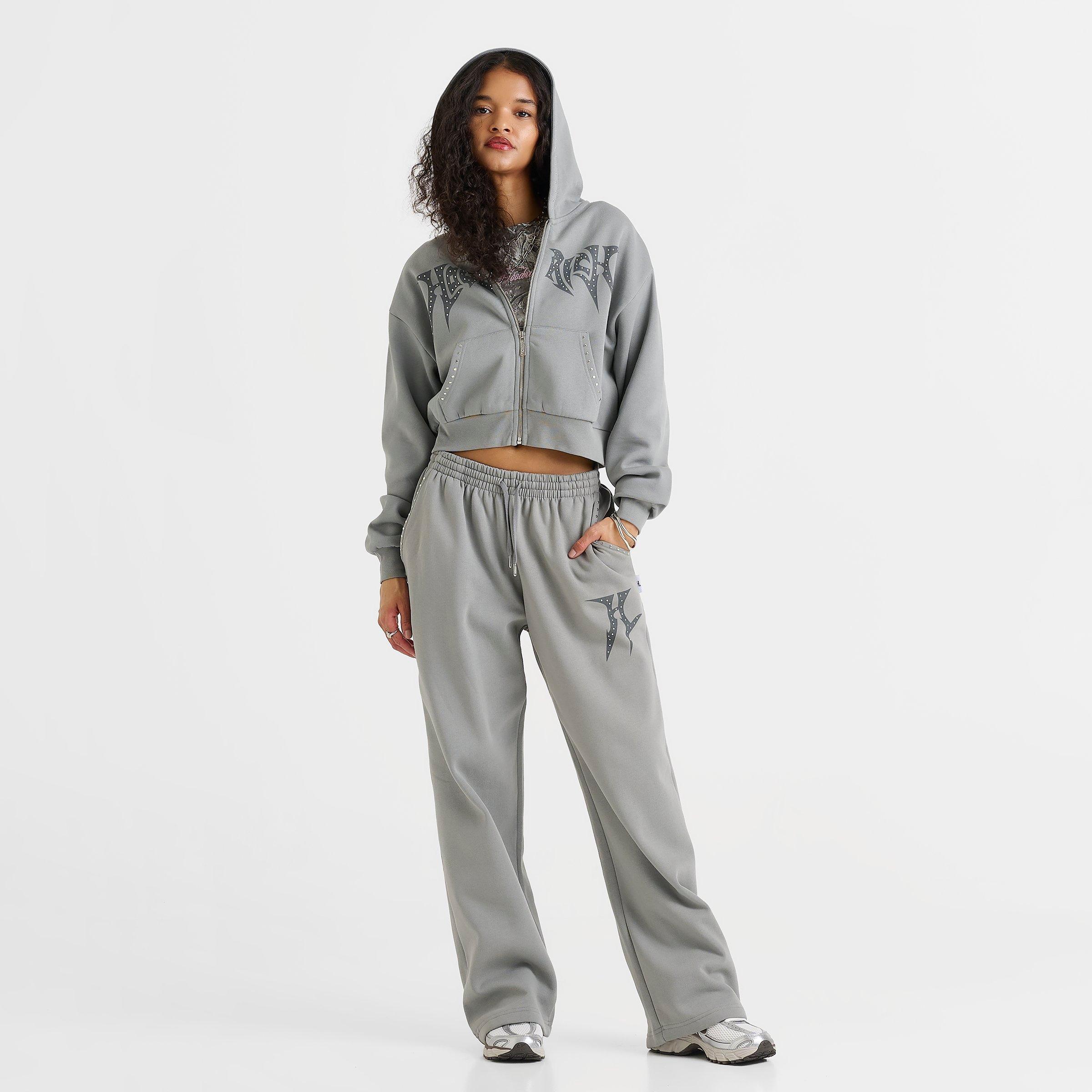 Women's Hoodrich Aspen Studded Boxy Cropped Full-Zip Hoodie