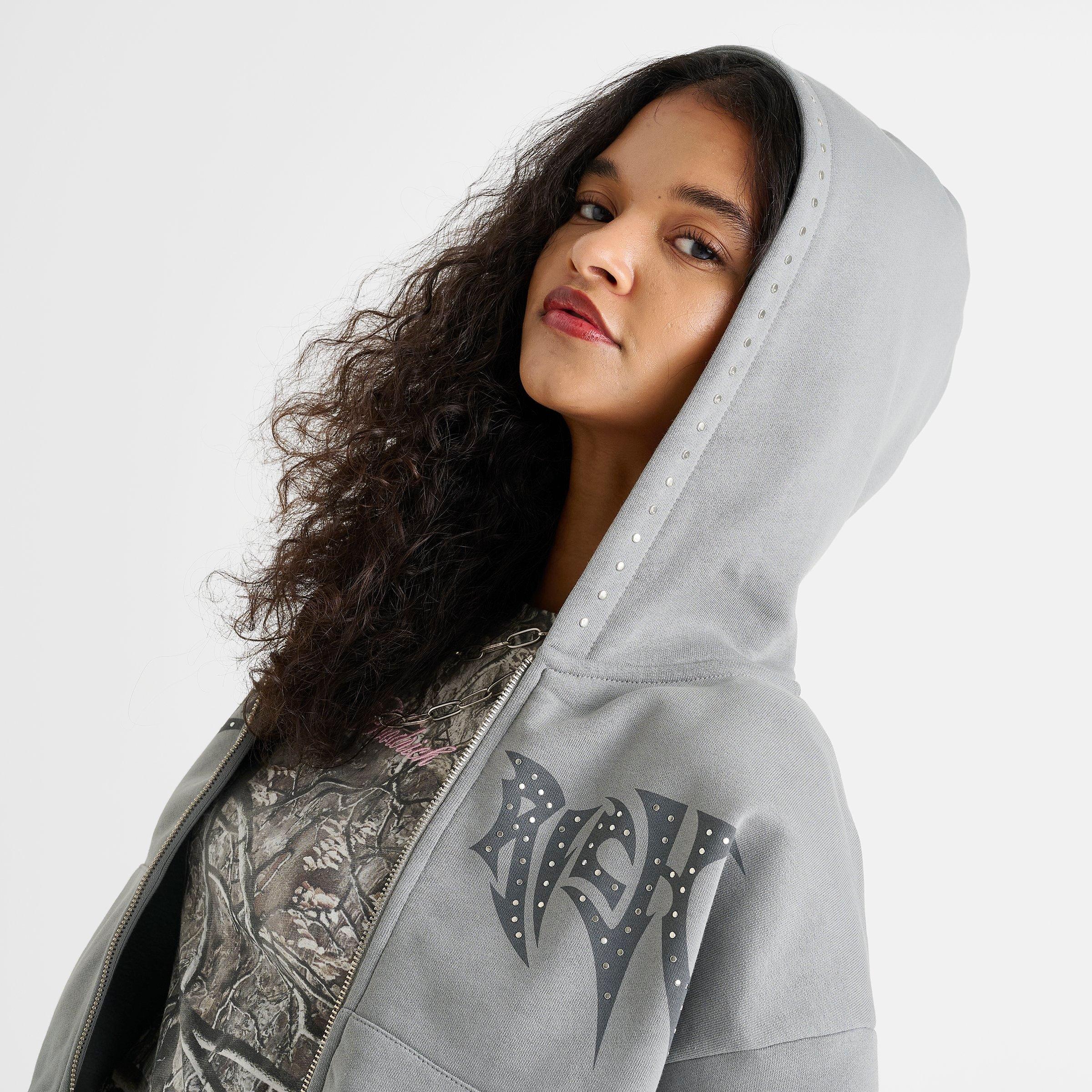 Women's Hoodrich Aspen Studded Boxy Cropped Full-Zip Hoodie