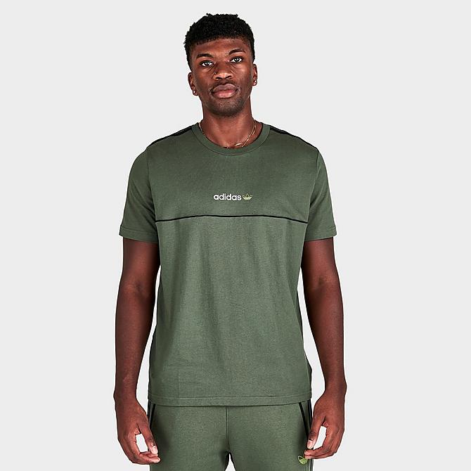 Back Left view of Men's adidas Originals Itasca 20 Short-Sleeve T-Shirt in Base Green/Black Click to zoom