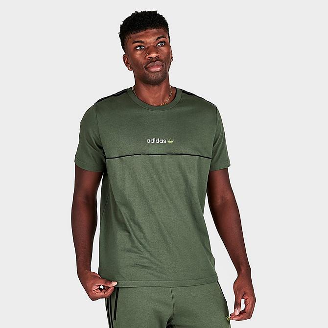Back Right view of Men's adidas Originals Itasca 20 Short-Sleeve T-Shirt in Base Green/Black Click to zoom
