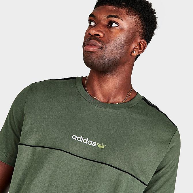 On Model 5 view of Men's adidas Originals Itasca 20 Short-Sleeve T-Shirt in Base Green/Black Click to zoom
