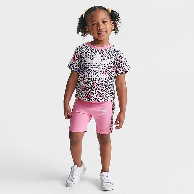 Girls' Little Kids' adidas Originals T-Shirt and Bike Shorts Set| Finish