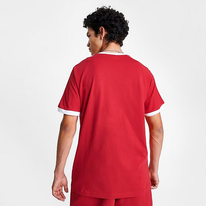 Back Right view of Men's adidas Originals adicolor Classics 3-Stripes T-Shirt in Better Scarlet Click to zoom