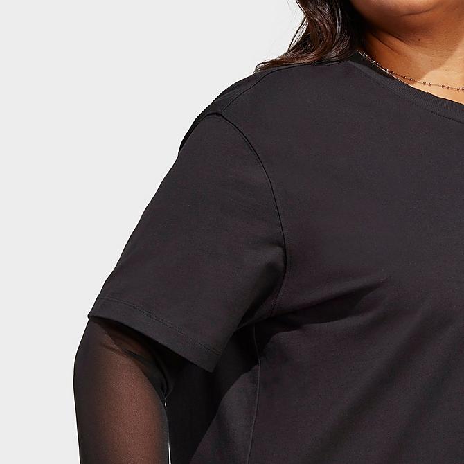 Back Right view of Women's adidas Originals adicolor Essentials T-Shirt (Plus Size) in Black Click to zoom