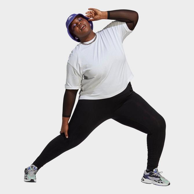 Back Left view of Women's adidas Originals adicolor Essentials Tights (Plus Size) in Black Click to zoom