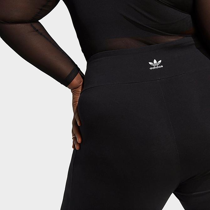Back Right view of Women's adidas Originals adicolor Essentials Tights (Plus Size) in Black Click to zoom