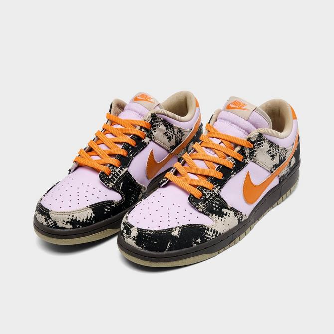 Three Quarter view of Men's Nike Dunk Low Retro LTD Casual Shoes in Doll/Monarch/Desert Khaki/Cave Stone Click to zoom