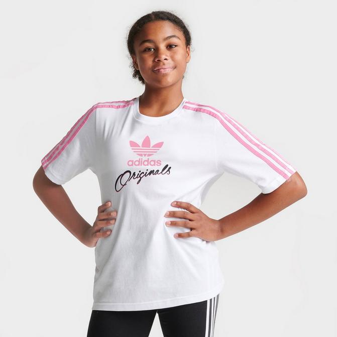 Girls white adidas t hot sale shirt