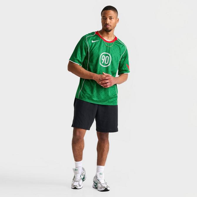 [angle] view of Men's Nike Total 90 Dri-FIT Soccer Jersey in Classic Green/Sport Red/White Click to zoom