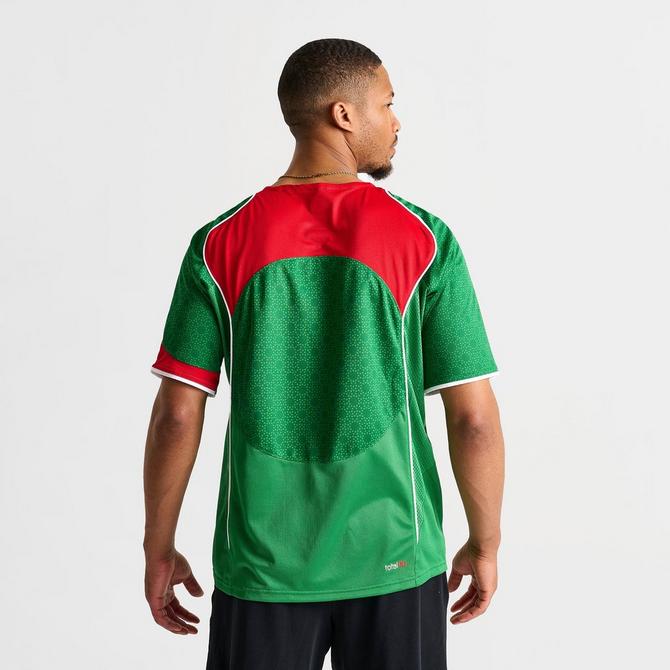 [angle] view of Men's Nike Total 90 Dri-FIT Soccer Jersey in Classic Green/Sport Red/White Click to zoom