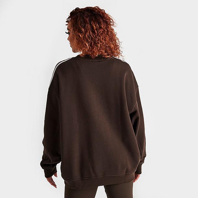Back Right view of Women's adidas Originals Adicolor Classics Oversized Crewneck Sweatshirt in Dark Brown Click to zoom
