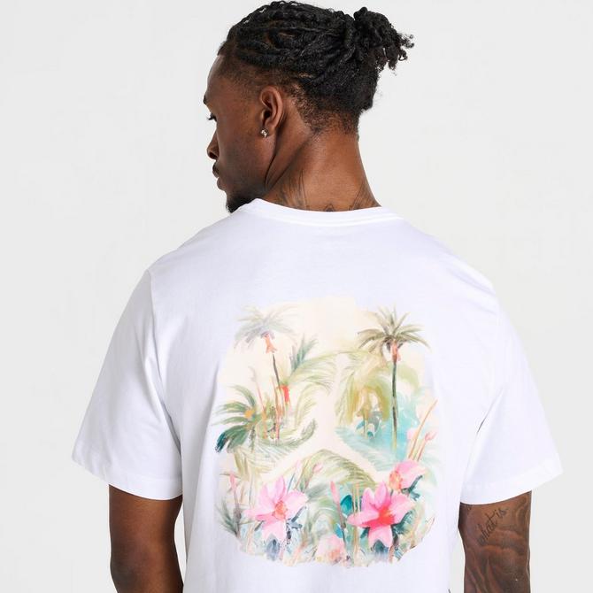 [angle] view of Men's Jordan Flight Essentials Poolside Graphic T-Shirt in White/Black Click to zoom