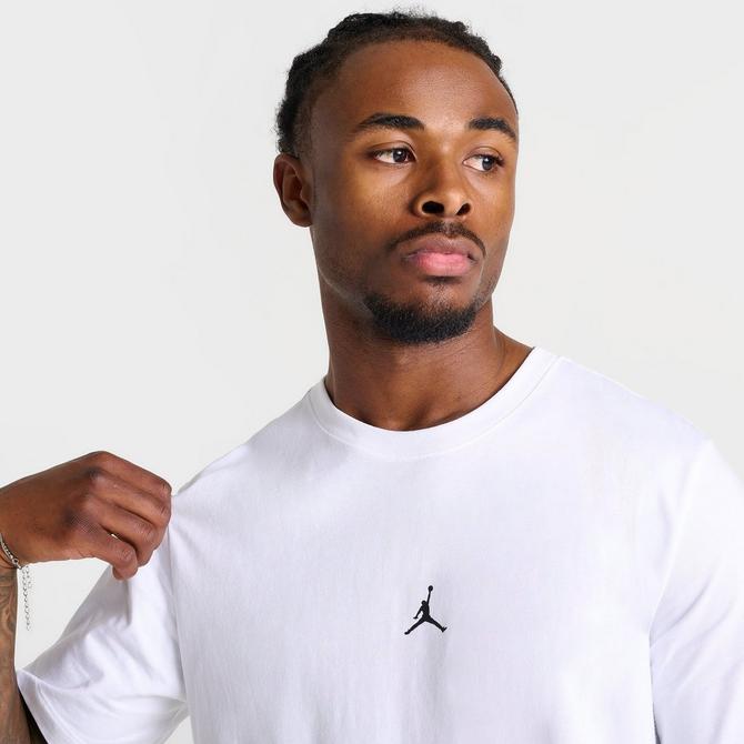 [angle] view of Men's Jordan Flight Essentials Poolside Graphic T-Shirt in White/Black Click to zoom